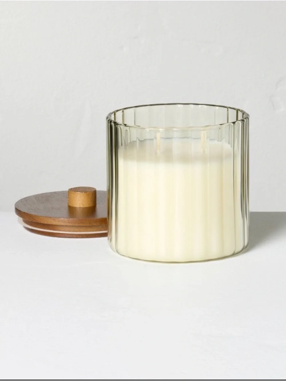 Hearth and Hand Sea Salt 2 wick Scented Candle in Ribbed Glass